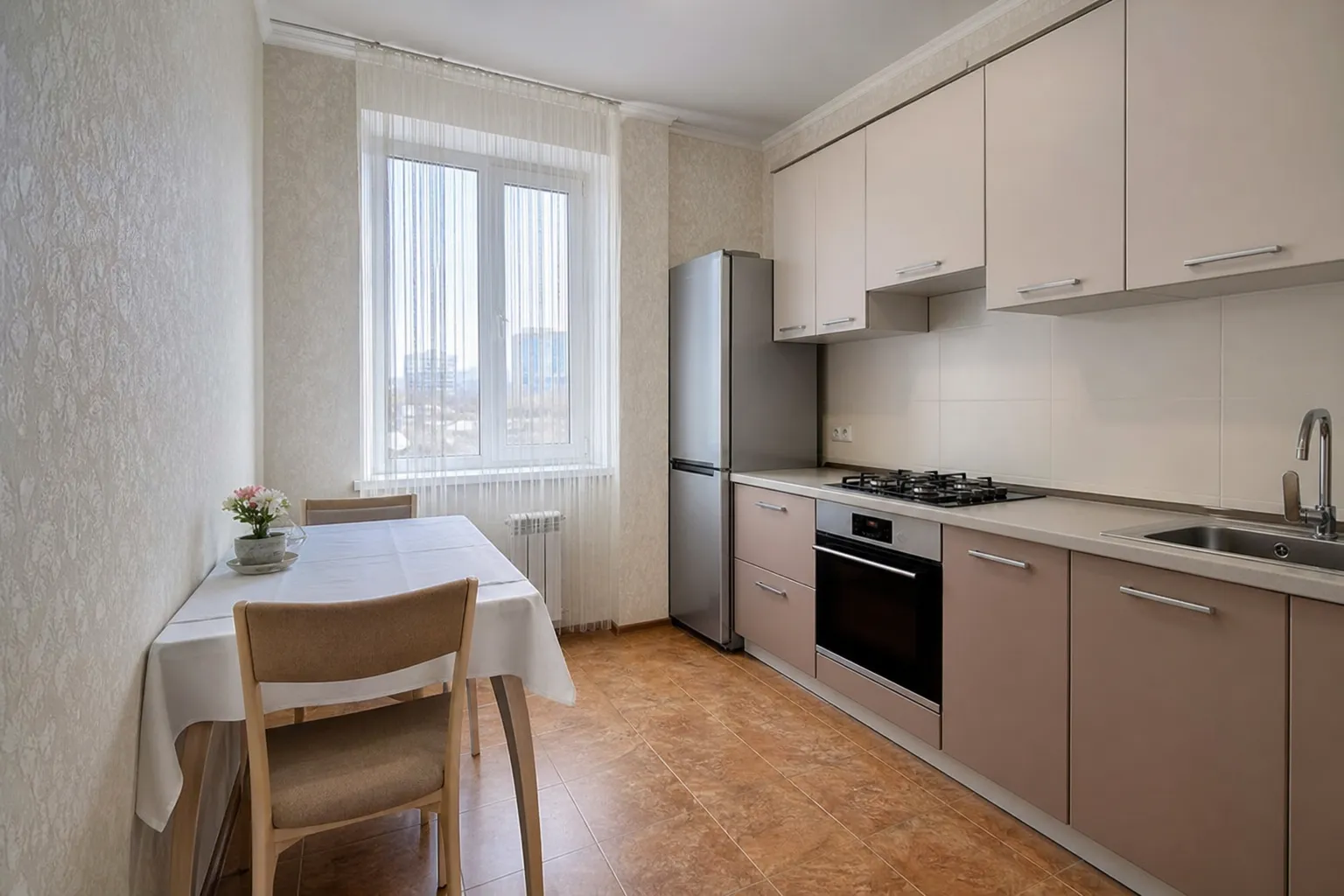 Kitchen in a one-bedroom apartment — after