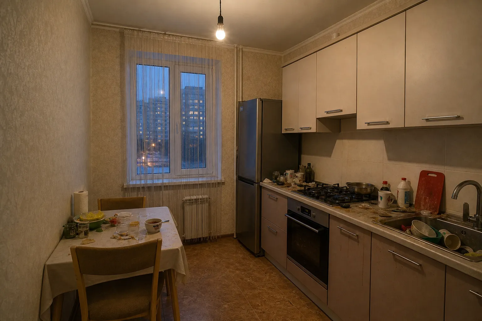 Kitchen in a one-bedroom apartment — before