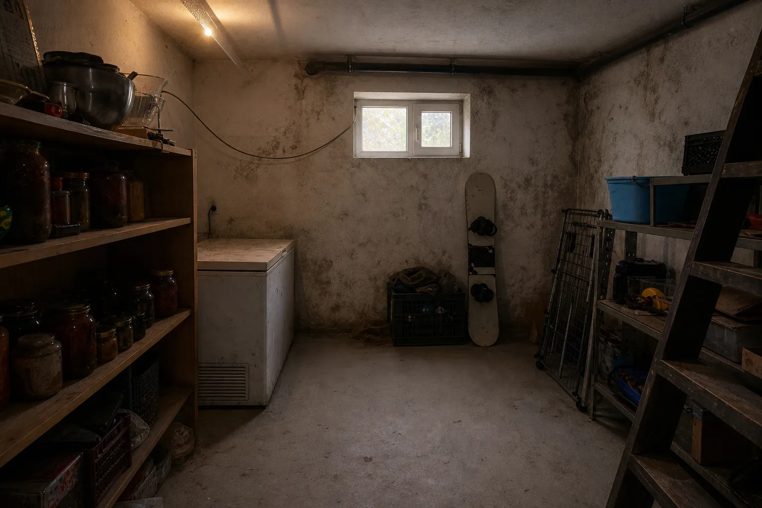 Basement of a private house with mold — before