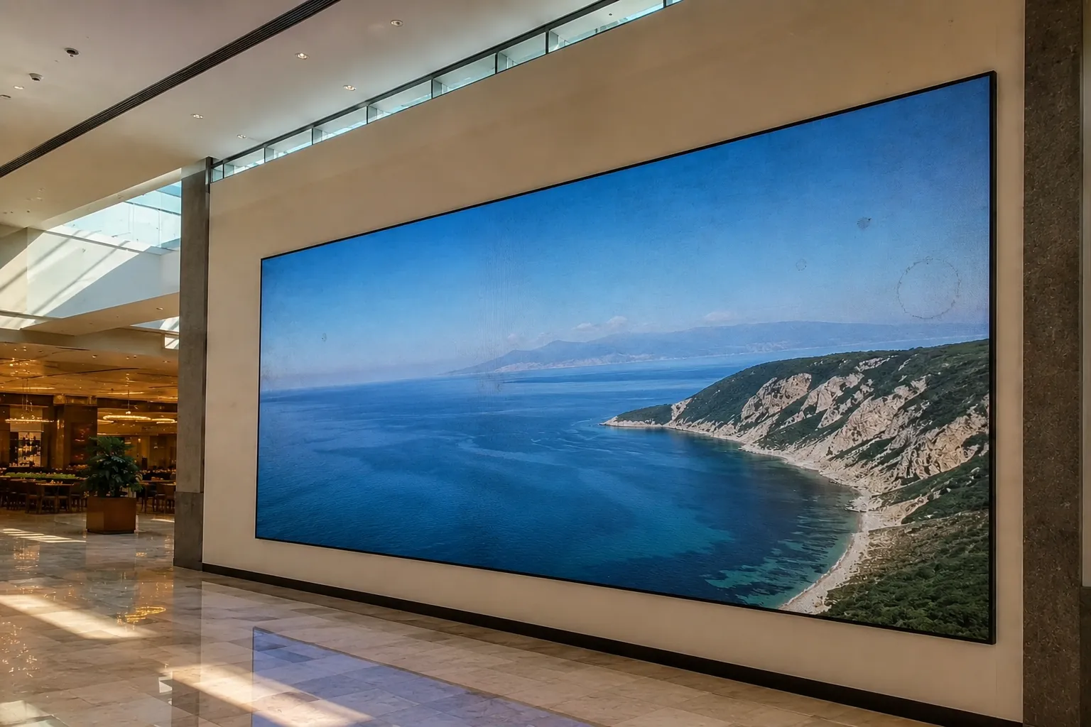 Чистка LED-экрана в ТРЦ — до