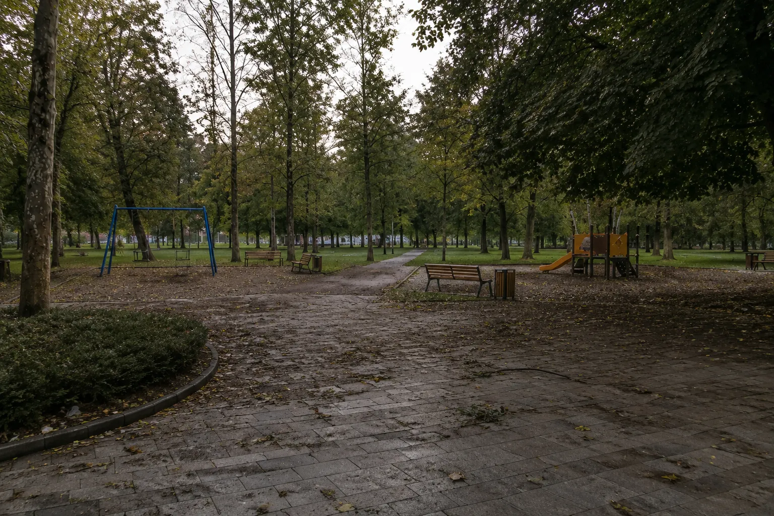 Уборка парковой зоны — до